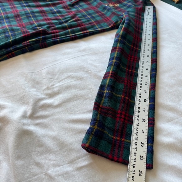 Lauren Ralph Lauren Tartan Plaid Fleece Nightdress Long Sleeve Crest Logo Pocket - Picture 11 of 14